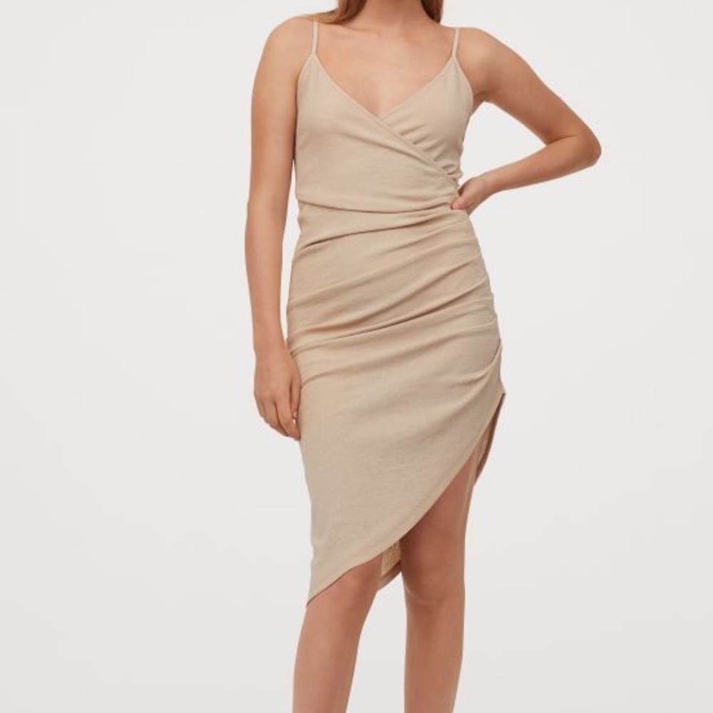 Draped jersey dress by H&M  , spaghetti straps ,with draping at one side ,size M
